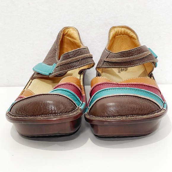 Spring Step BUMBLEBEE Brown Leather Multi Stripe Mary Jane Closed Toe Shoes 8.5 - Picture 6 of 9